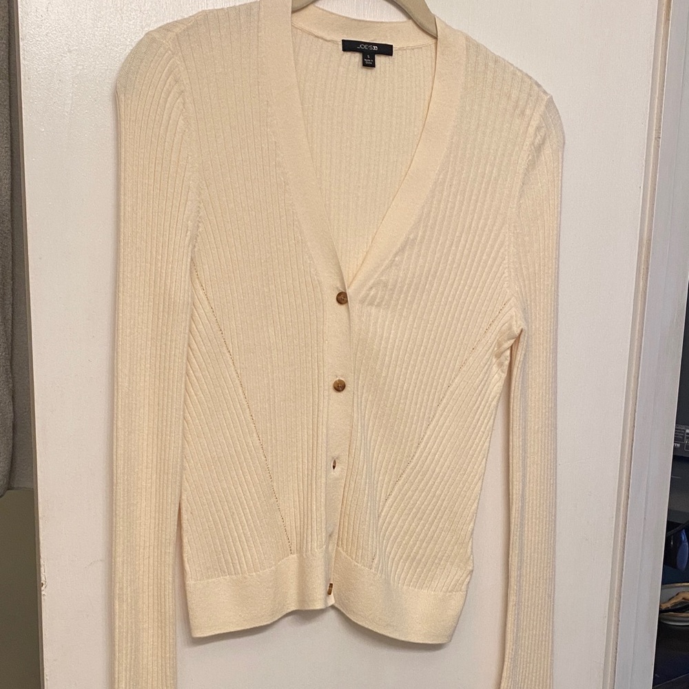 Joe’s Cream Ribbed Cardigan Sweater